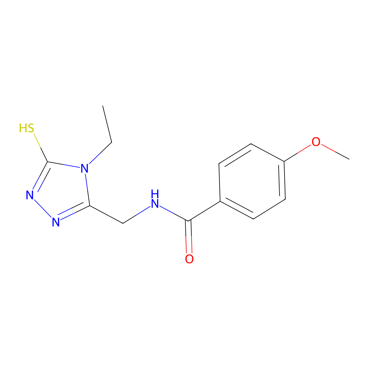 N-(4-Ethyl-5-mercapto-4H-[1,2,4]triazol-3-ylmethyl)-4-methoxy-benzamide molecular structure, CAS 737772-97-3