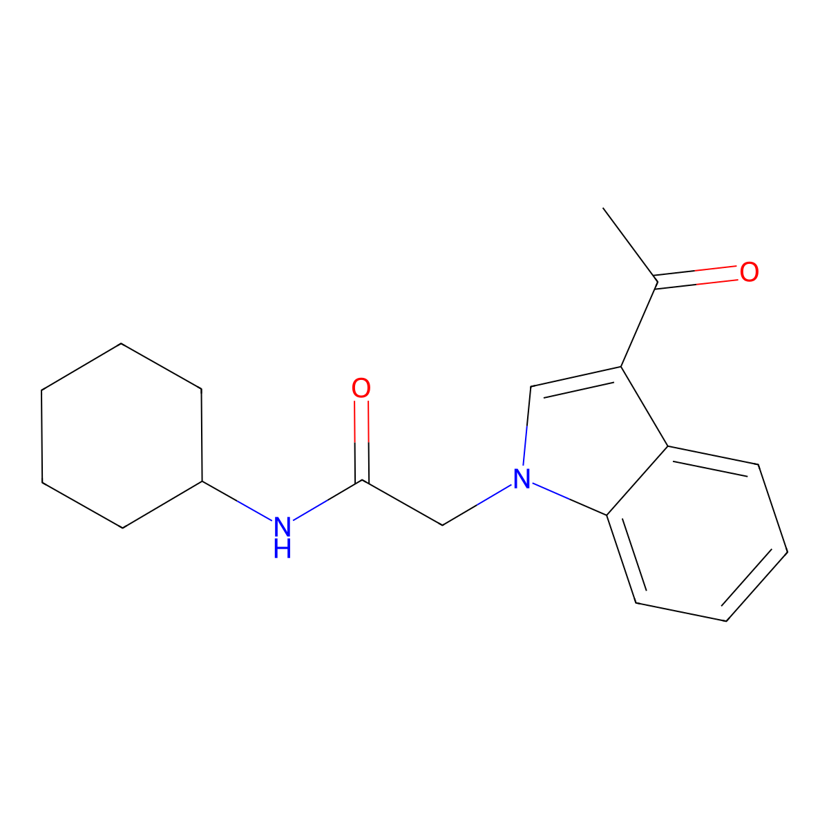 2-(3-acetyl-1H-indol-1-yl)-N-cyclohexylacetamide molecular structure, CAS 737773-76-1