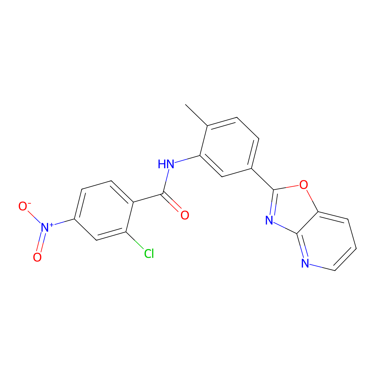 2-chloro-N-[2-methyl-5-([1,3]oxazolo[4,5-b]pyridin-2-yl)phenyl]-4-nitrobenzamide molecular structure, CAS 737774-19-5