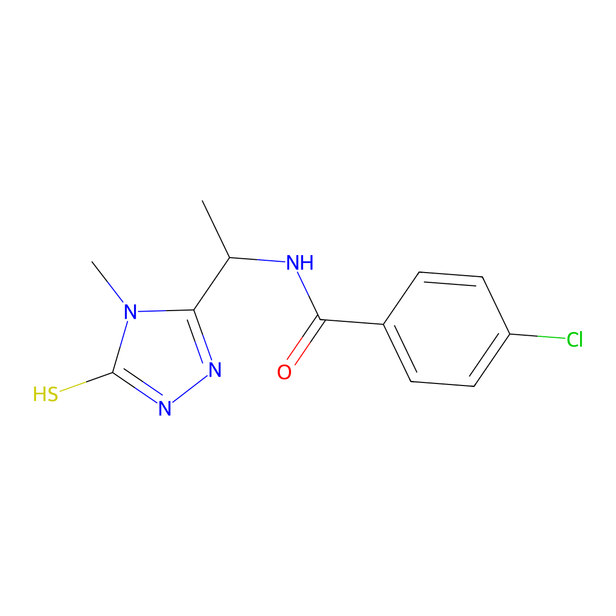 4-Chloro-N-[1-(5-mercapto-4-methyl-4H-[1,2,4]triazol-3-yl)-ethyl]-benzamide molecular structure, CAS 737774-48-0