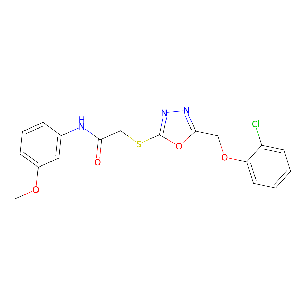 2-({5-[(2-chlorophenoxy)methyl]-1,3,4-oxadiazol-2-yl}sulfanyl)-N-(3-methoxyphenyl)acetamide molecular structure, CAS 737775-23-4