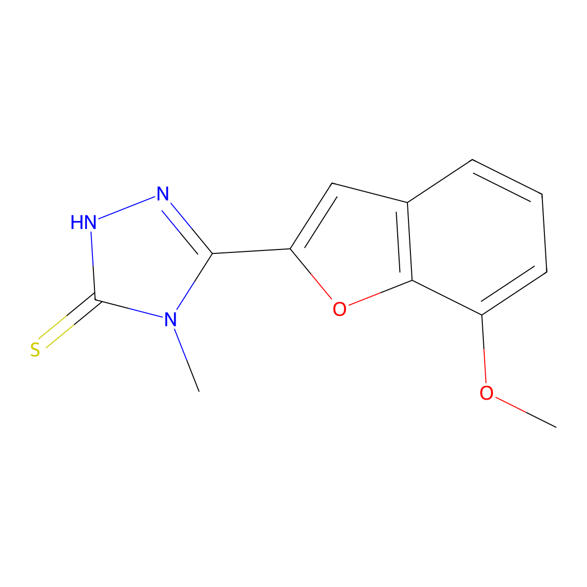 5-(7-Methoxy-benzofuran-2-yl)-4-methyl-4H-[1,2,4]triazole-3-thiol molecular structure, CAS 737775-29-0