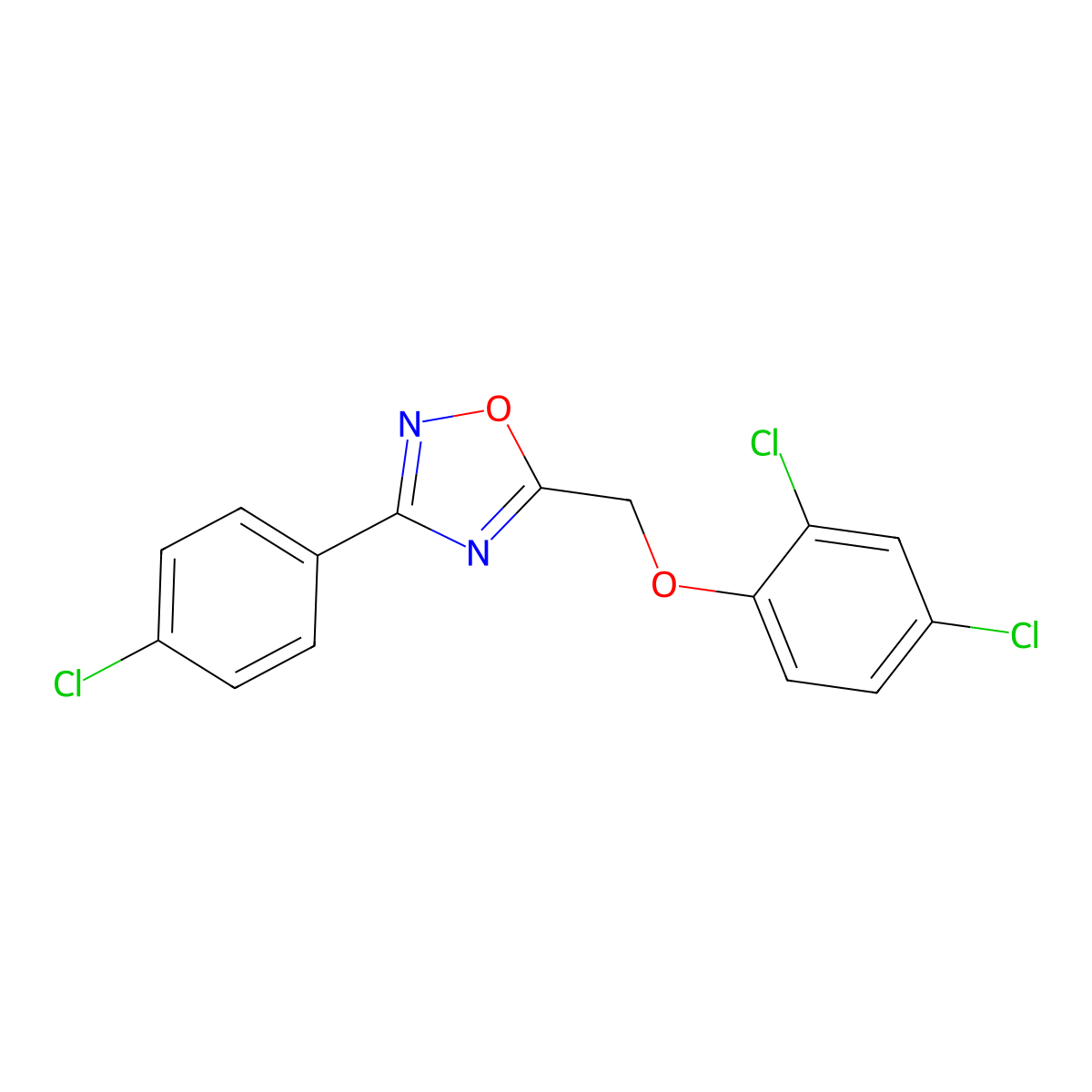 3-(4-Chlorophenyl)-5-[(2,4-dichlorophenoxy)methyl]-1,2,4-oxadiazole molecular structure, CAS 737775-36-9