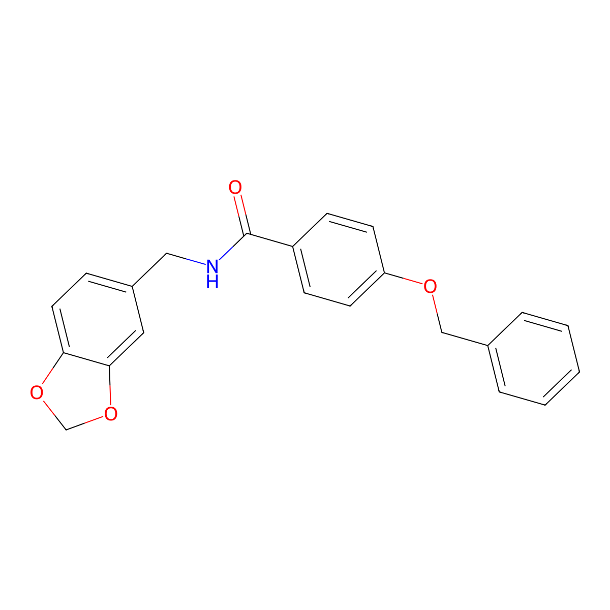 N-(1,3-benzodioxol-5-ylmethyl)-4-phenylmethoxybenzamide molecular structure, CAS 737779-45-2