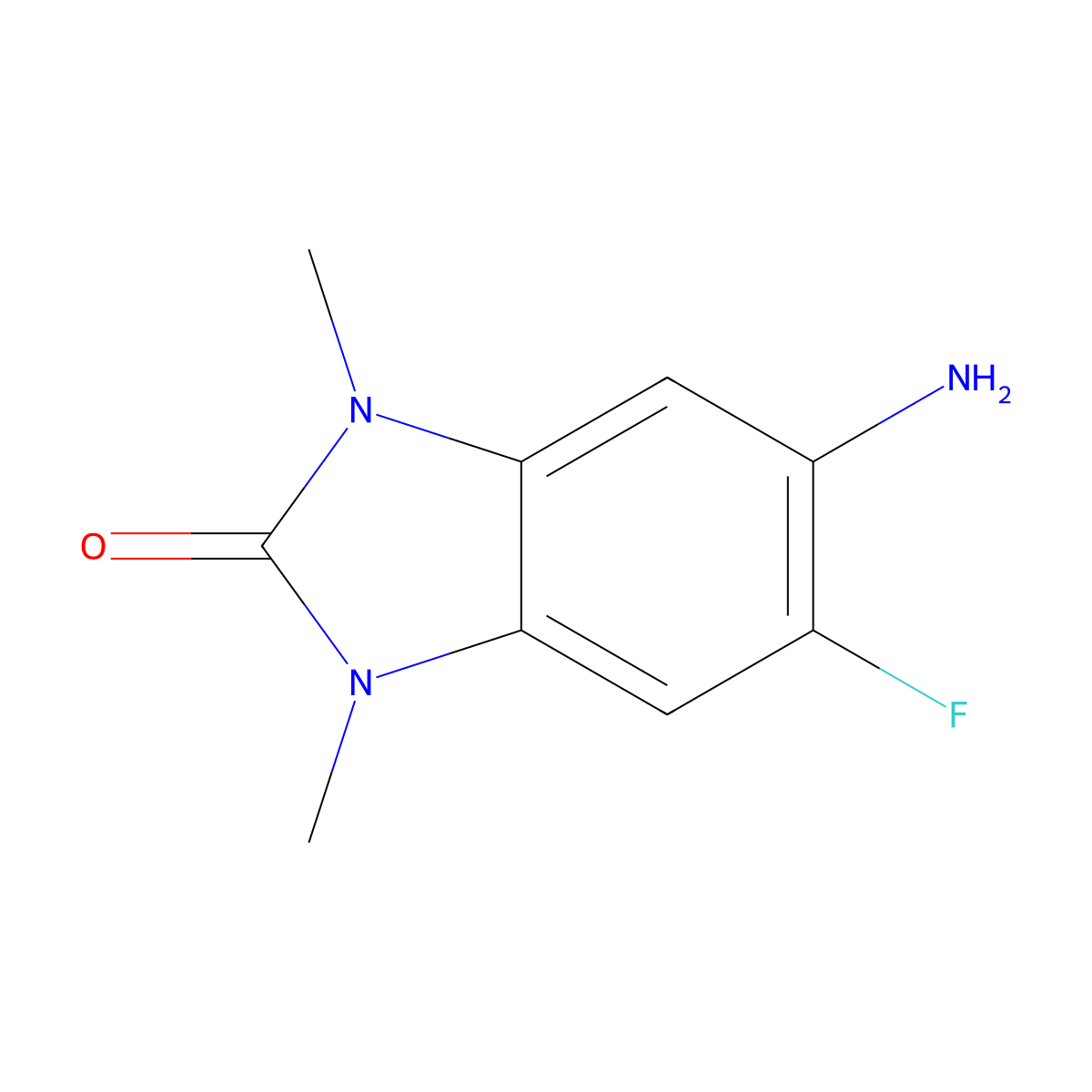 5-amino-6-fluoro-1,3-dimethyl-2,3-dihydro-1H-1,3-benzodiazol-2-one molecular structure, CAS 73778-90-2