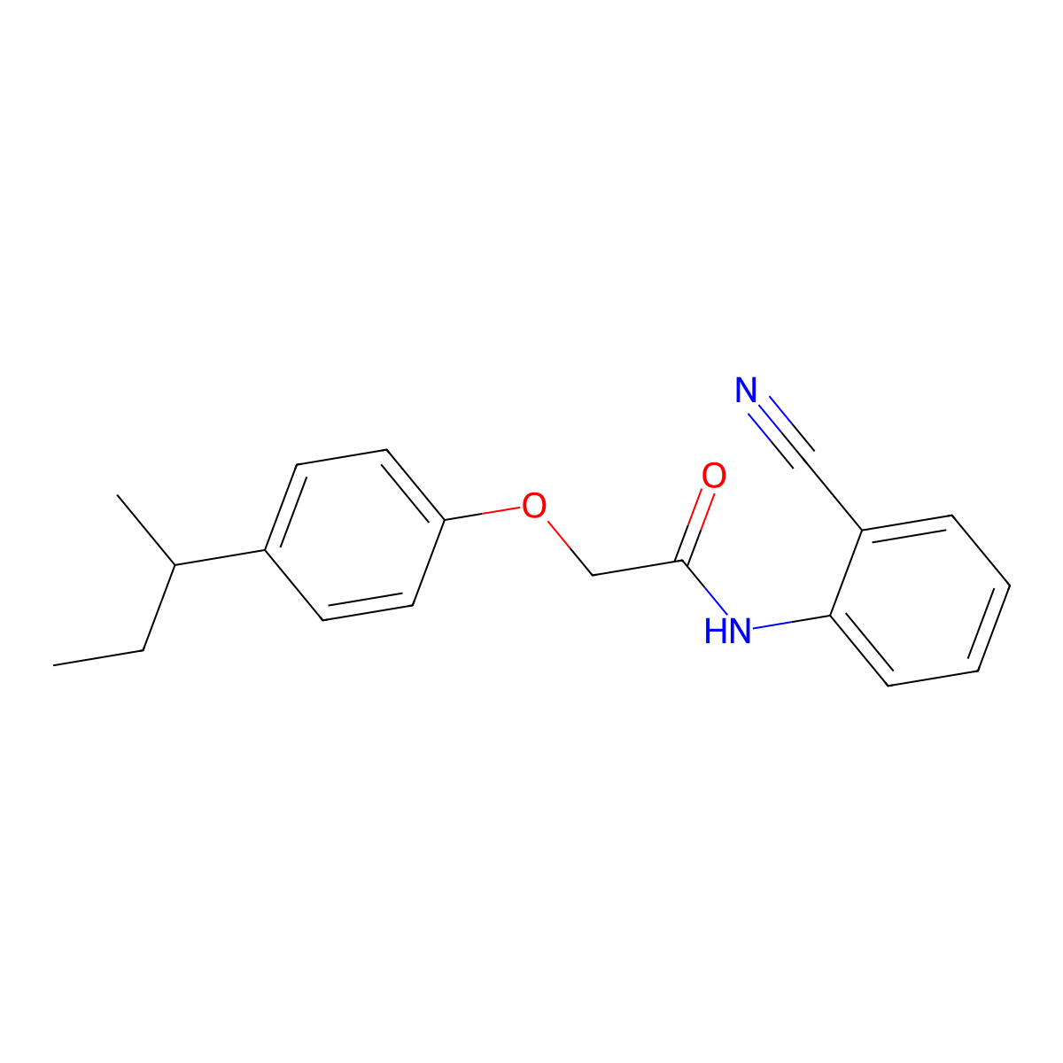 2-(4-sec-butylphenoxy)-N-(2-cyanophenyl)acetamide molecular structure, CAS 737793-07-6