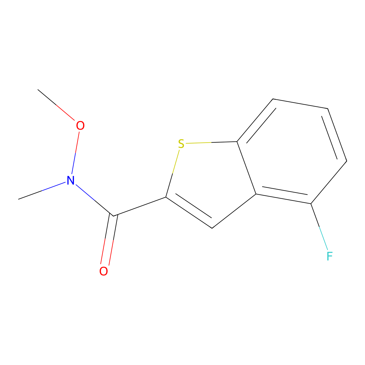 4-fluoro-N-methoxy-N-methylbenzo[b]thiophene-2-carboxamide molecular structure, CAS 737800-51-0