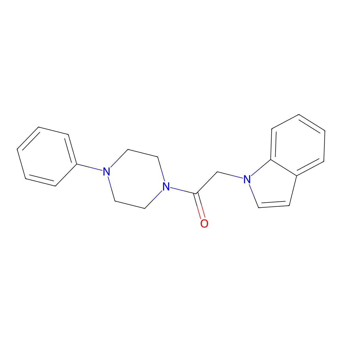 2-Indol-1-yl-1-(4-phenylpiperazin-1-yl)ethanone molecular structure, CAS 737807-86-2