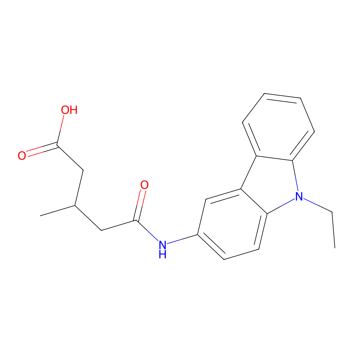 5-(9-ethyl-9H-carbazol-3-ylamino)-3-methyl-5-oxopentanoic acid molecular structure, CAS 737808-06-9