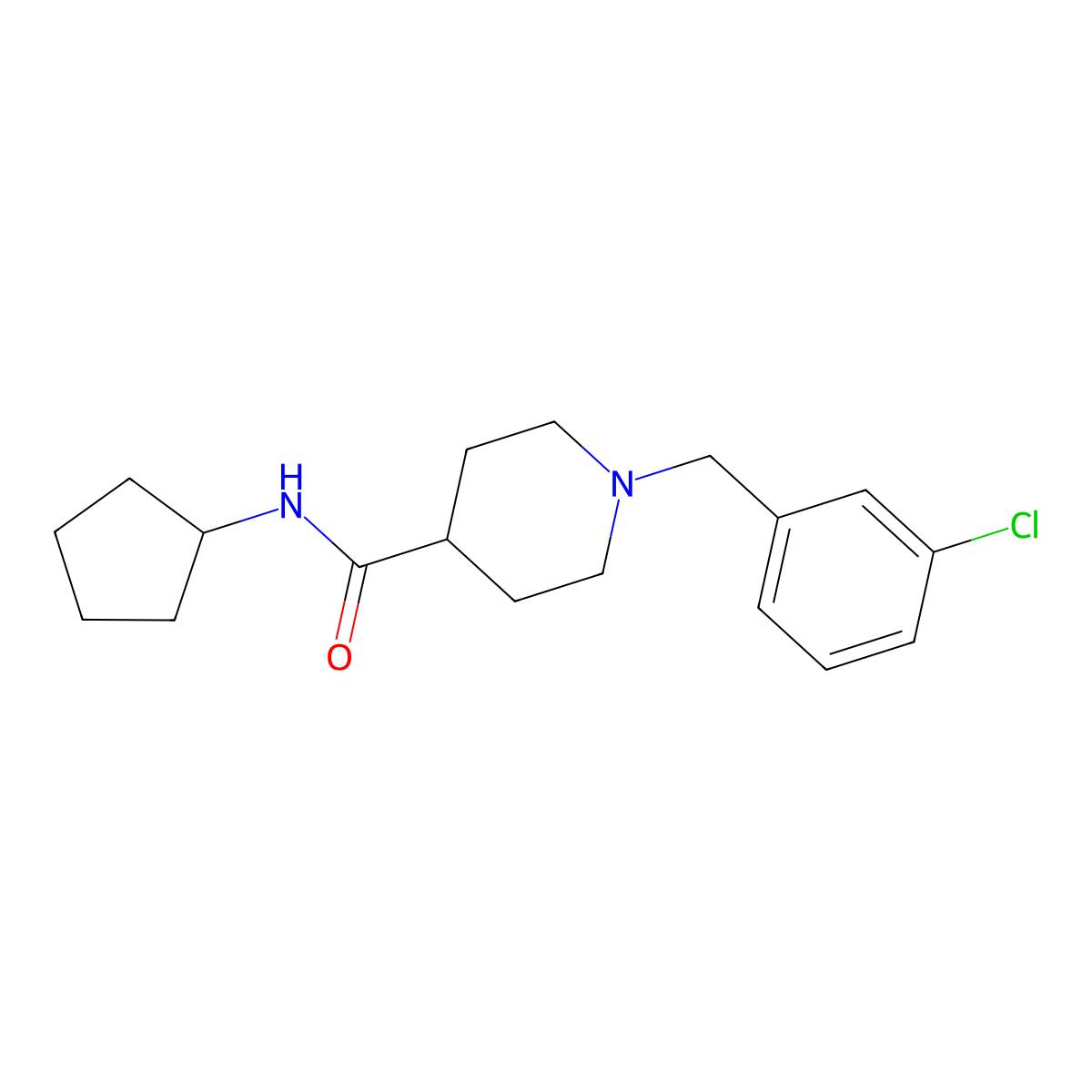 1-(3-chlorobenzyl)-N-cyclopentylpiperidine-4-carboxamide molecular structure, CAS 737809-61-9
