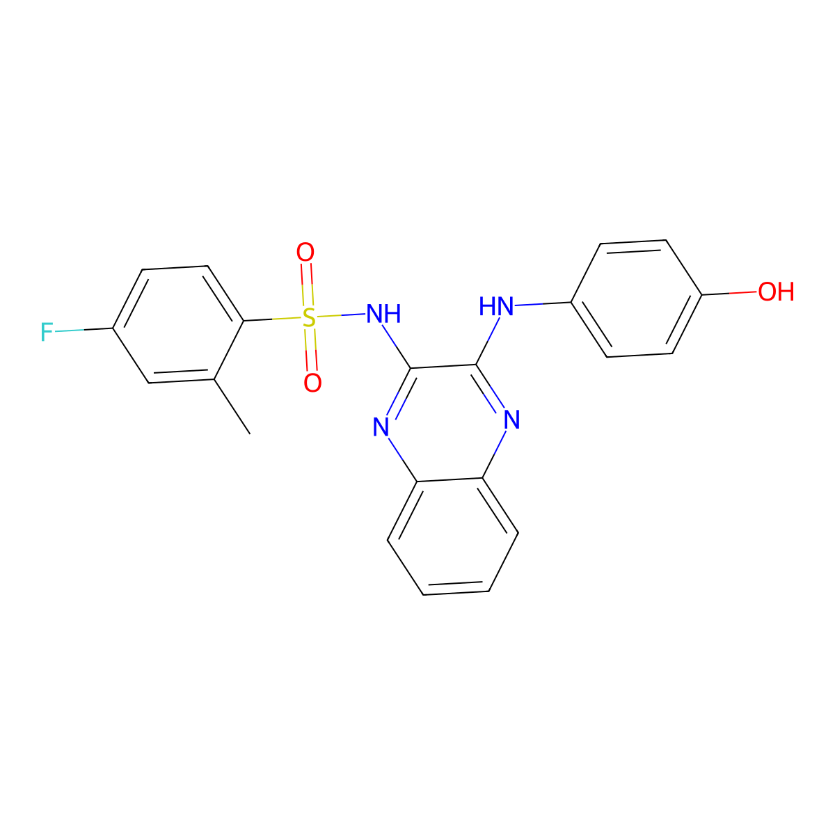 4-fluoro-N-{3-[(4-hydroxyphenyl)amino]quinoxalin-2-yl}-2-methylbenzene-1-sulfonamide molecular structure, CAS 737816-07-8