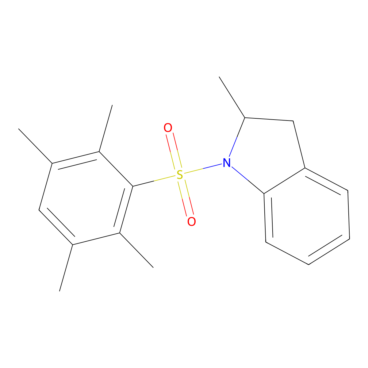 2-Methyl-1-((2,3,5,6-tetramethylphenyl)sulfonyl)indoline molecular structure, CAS 737819-56-6