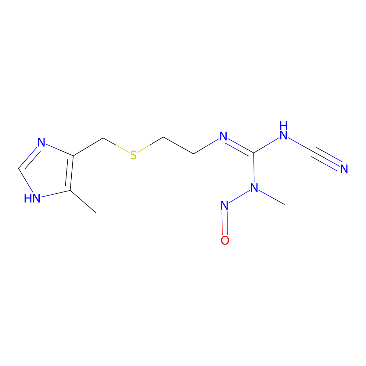 N'-Cyano-N-methyl-N''-(2-(((4-methyl-1H-imidazol-5-yl)methyl)thio)ethyl)-N-nitrosoguanidine molecular structure, CAS 73785-40-7