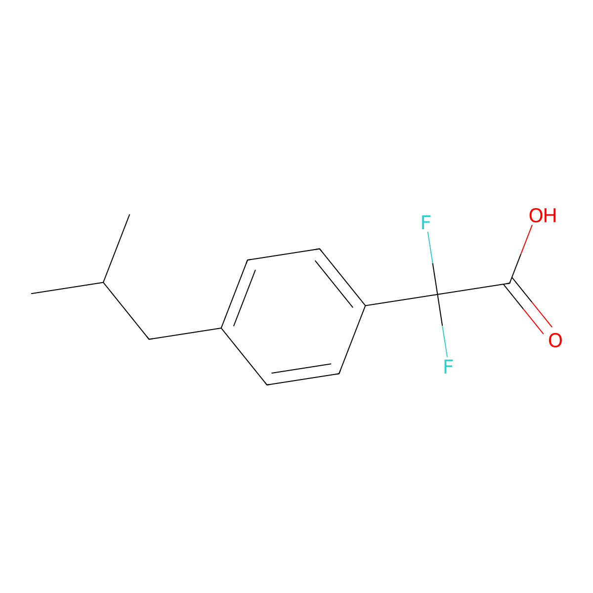 2,2-Difluoro-2-[4-(2-methylpropyl)phenyl]acetic acid molecular structure, CAS 73789-93-2