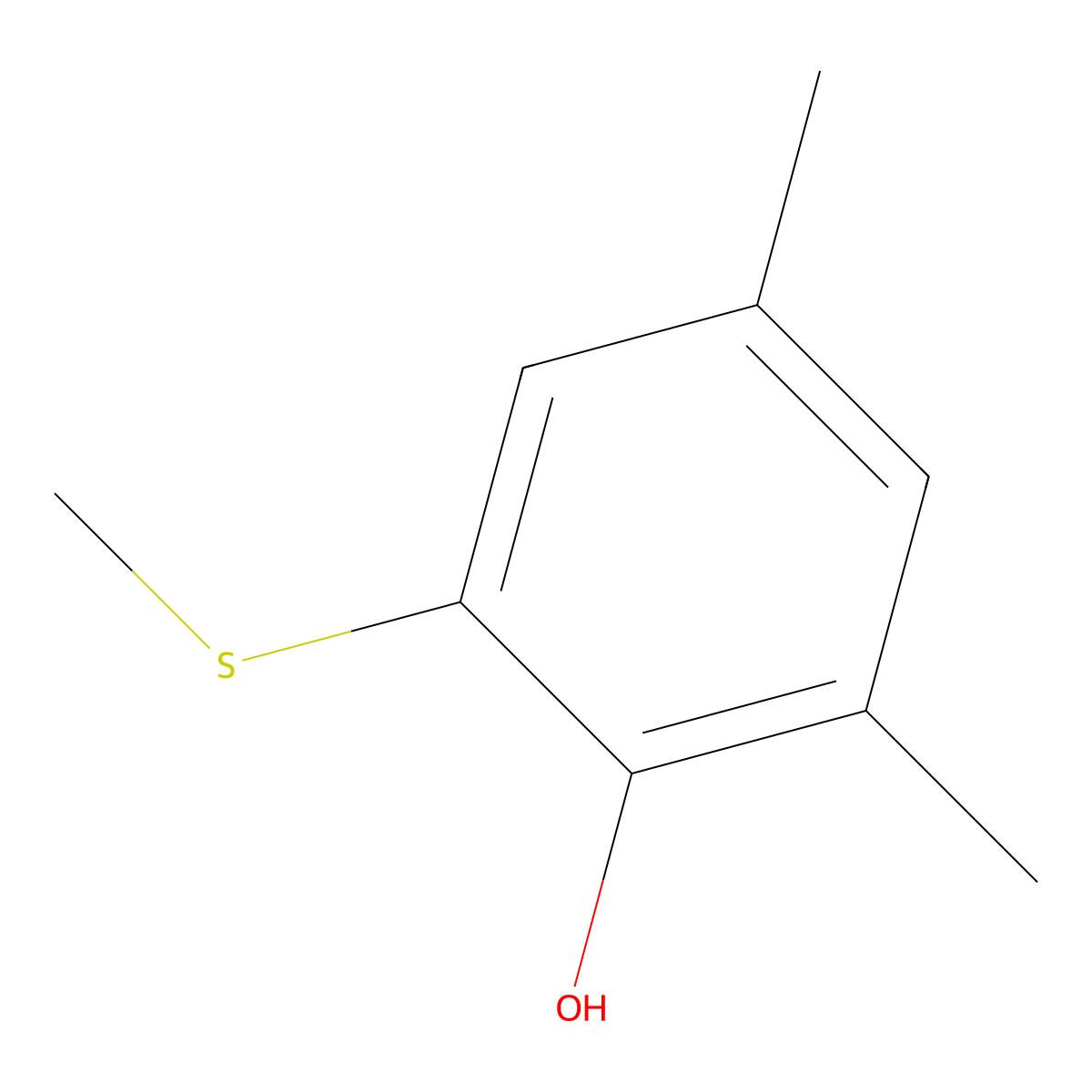 Phenol, 2,4-dimethyl-6-(methylthio)- molecular structure, CAS 7379-47-7