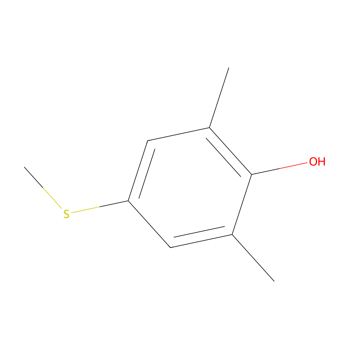 Phenol, 2,6-dimethyl-4-(methylthio)- molecular structure, CAS 7379-49-9