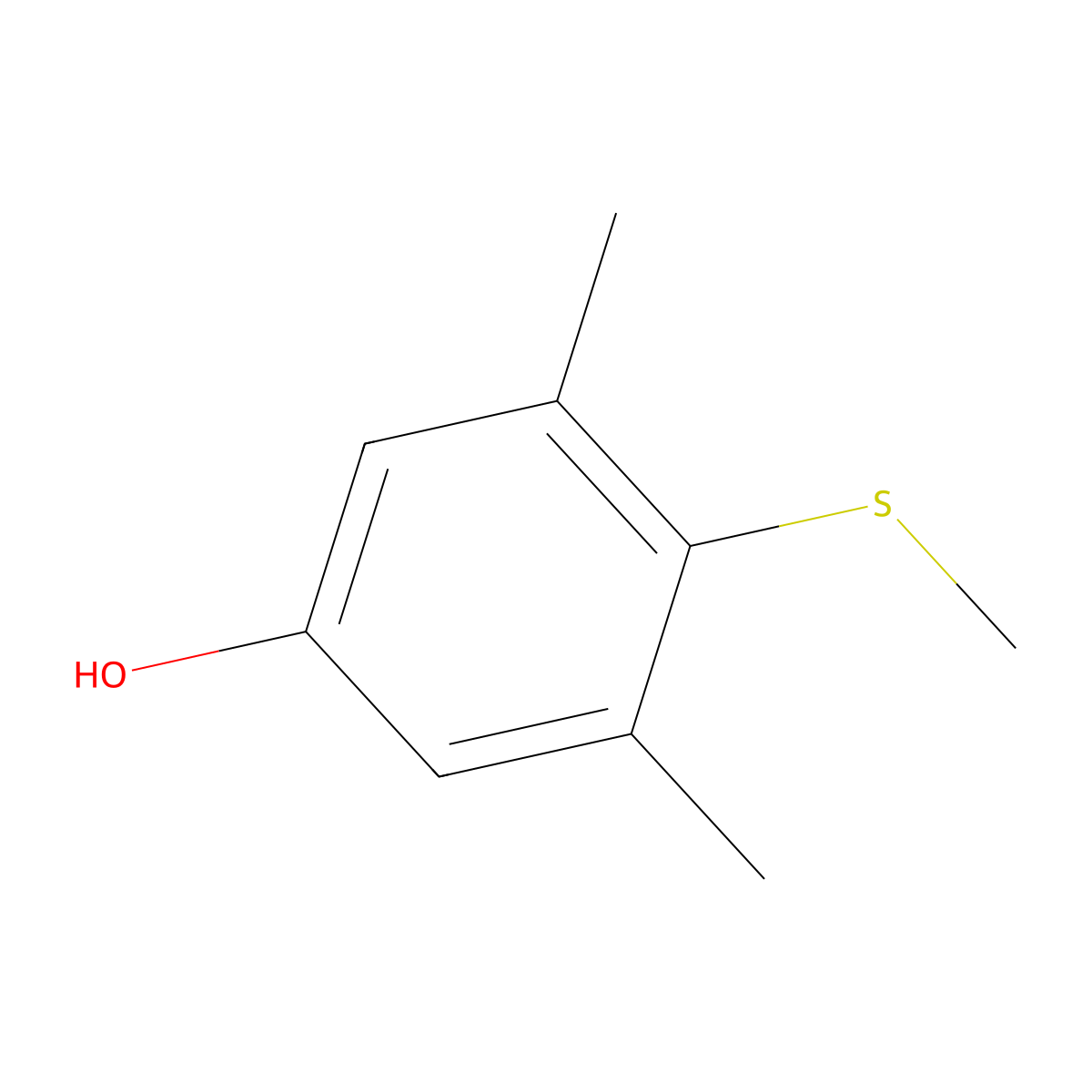 Phenol, 3,5-dimethyl-4-(methylthio)- molecular structure, CAS 7379-51-3