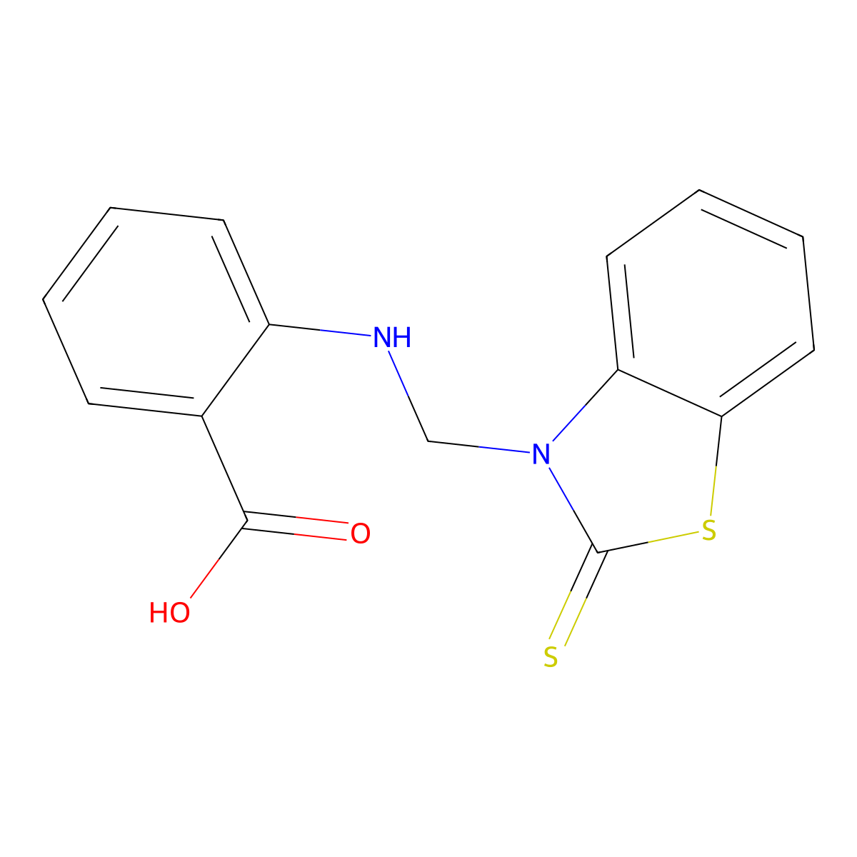 Anthranilic acid, N-(2-thioxobenzothiazolin-3-ylmethyl)- molecular structure, CAS 73791-26-1