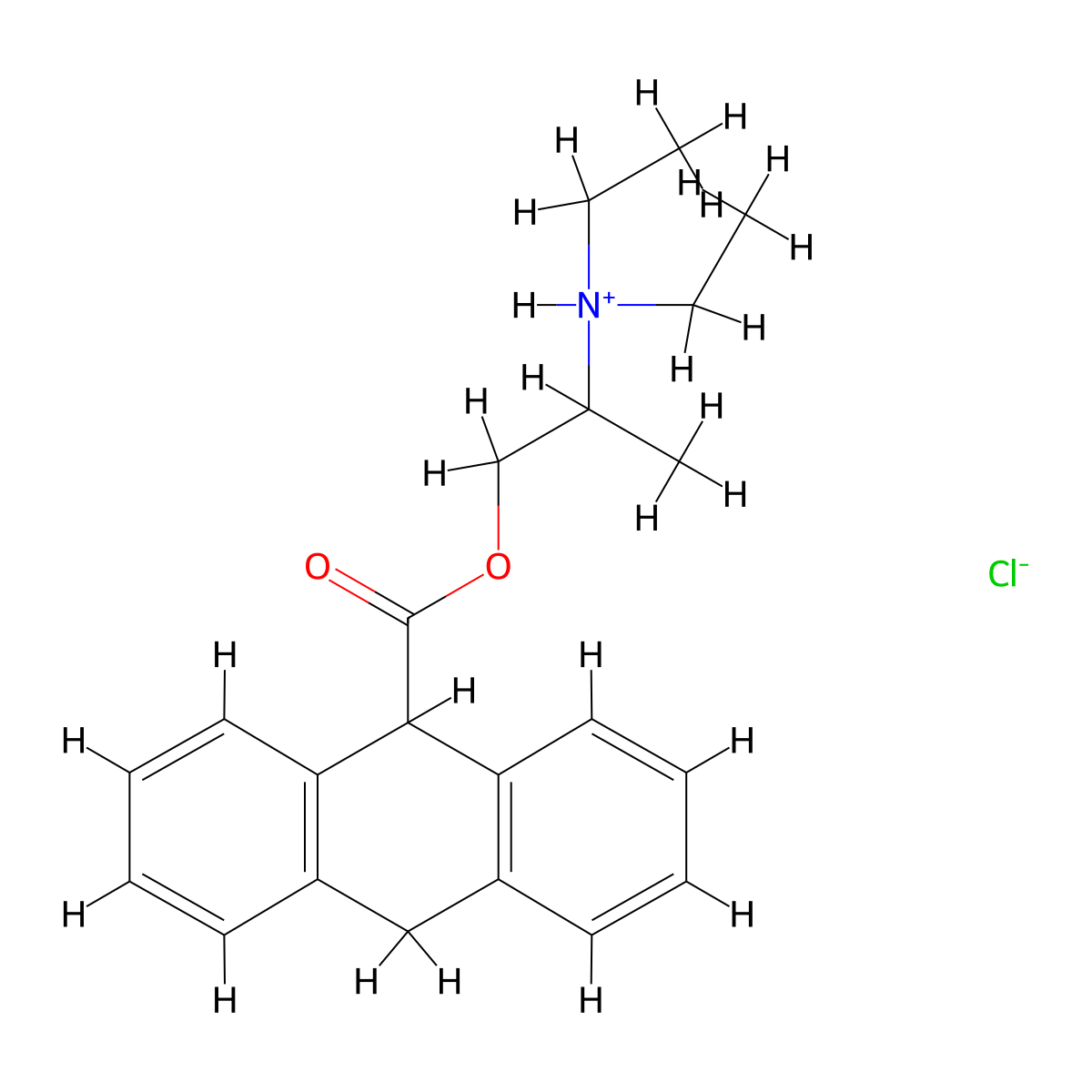 2-(Diethylamino)propyl 9,10-dihydroanthracene-9-carboxylate--hydrogen chloride (1/1) molecular structure, CAS 73791-33-0