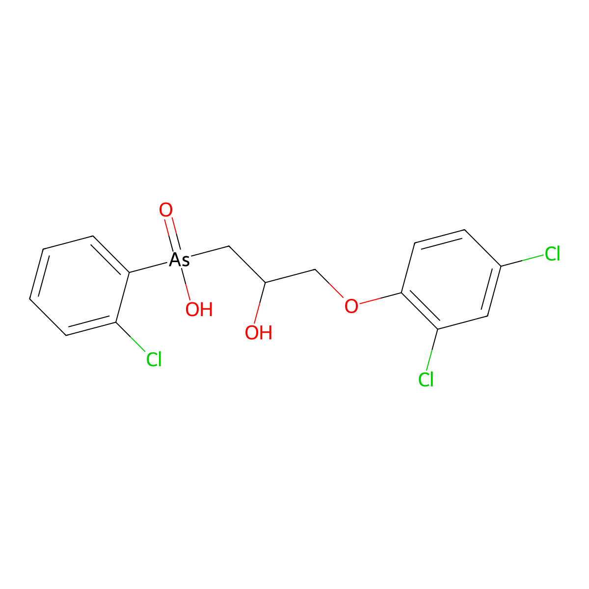 Arsine oxide, (o-chlorophenyl)(3-(2,4-dichlorophenoxy)-2-hydroxypropyl)hydroxy- molecular structure, CAS 73791-41-0