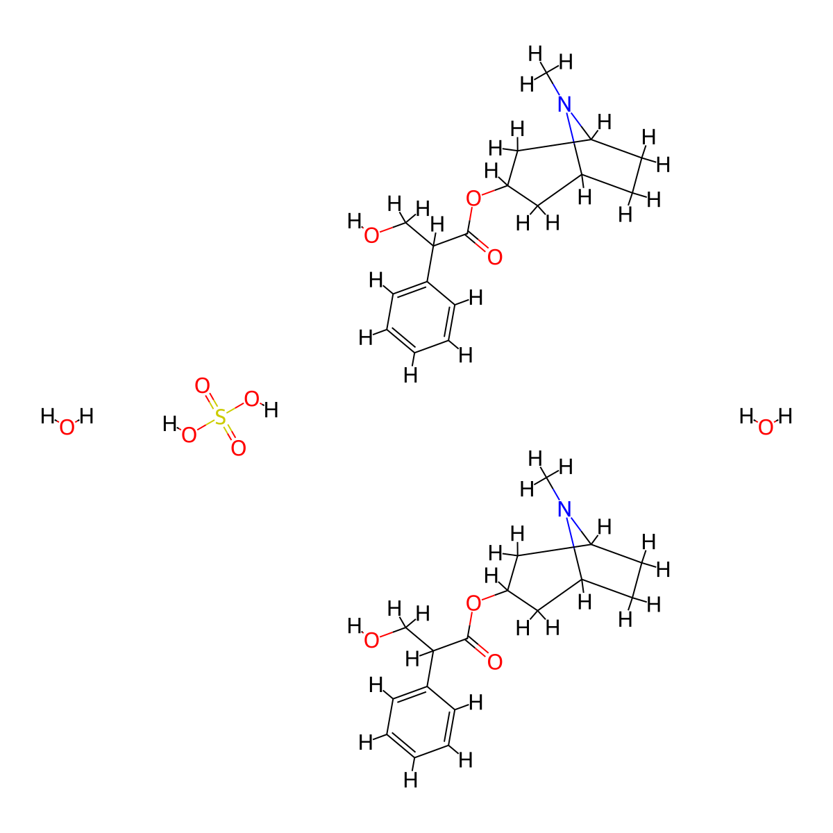 Atropine, sulfate (2:1), dihydrate molecular structure, CAS 73791-47-6