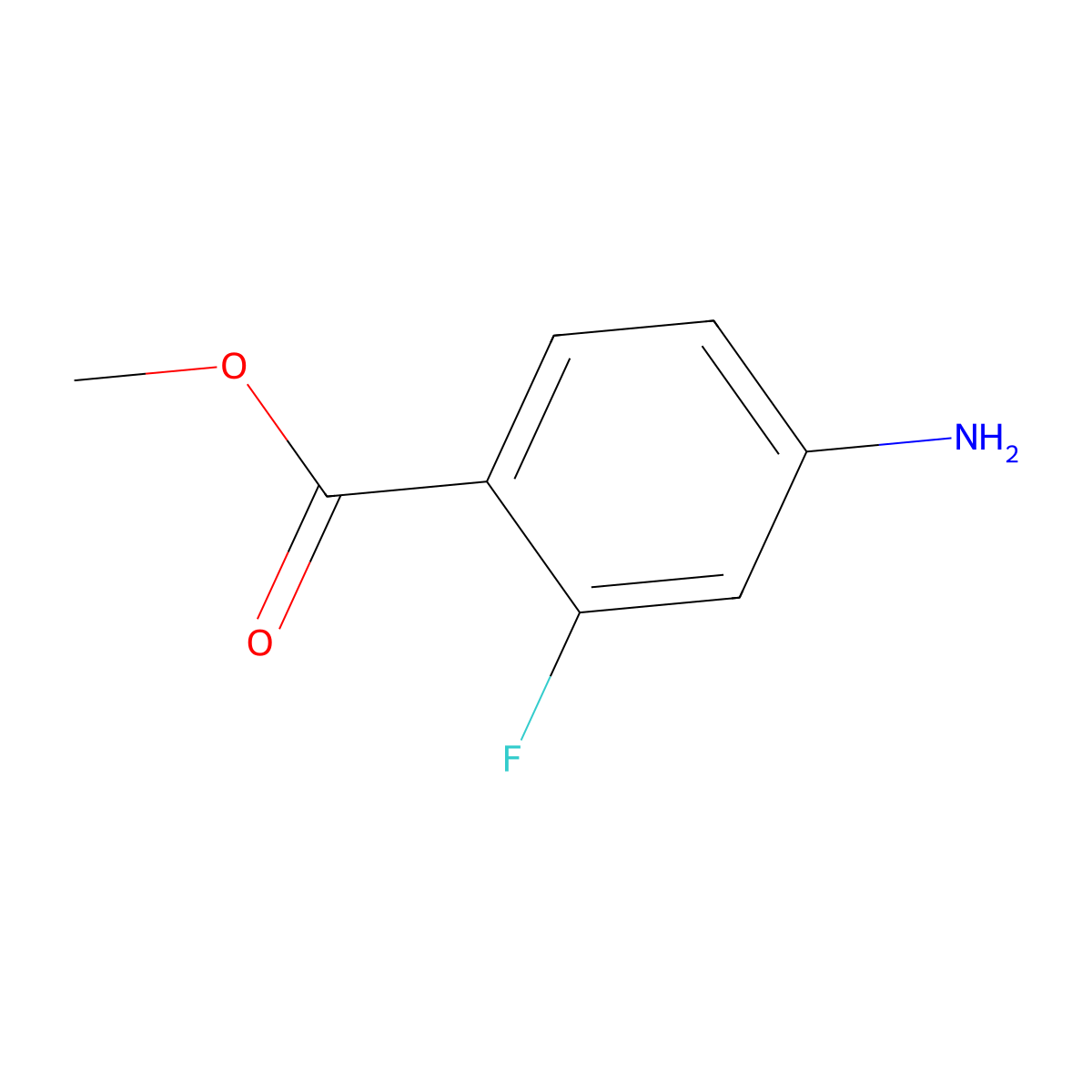 Methyl 4-amino-2-fluorobenzoate molecular structure, CAS 73792-08-2