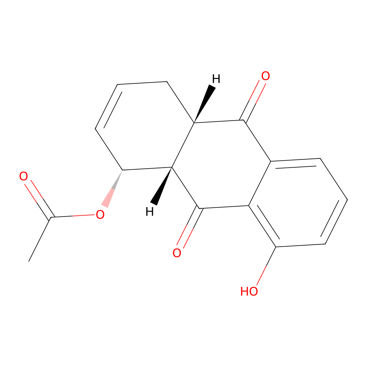 rel-(1R,4aS,9aS)-8-Hydroxy-9,10-dioxo-1,4,4a,9,9a,10-hexahydroanthracen-1-yl acetate molecular structure, CAS 73794-49-7