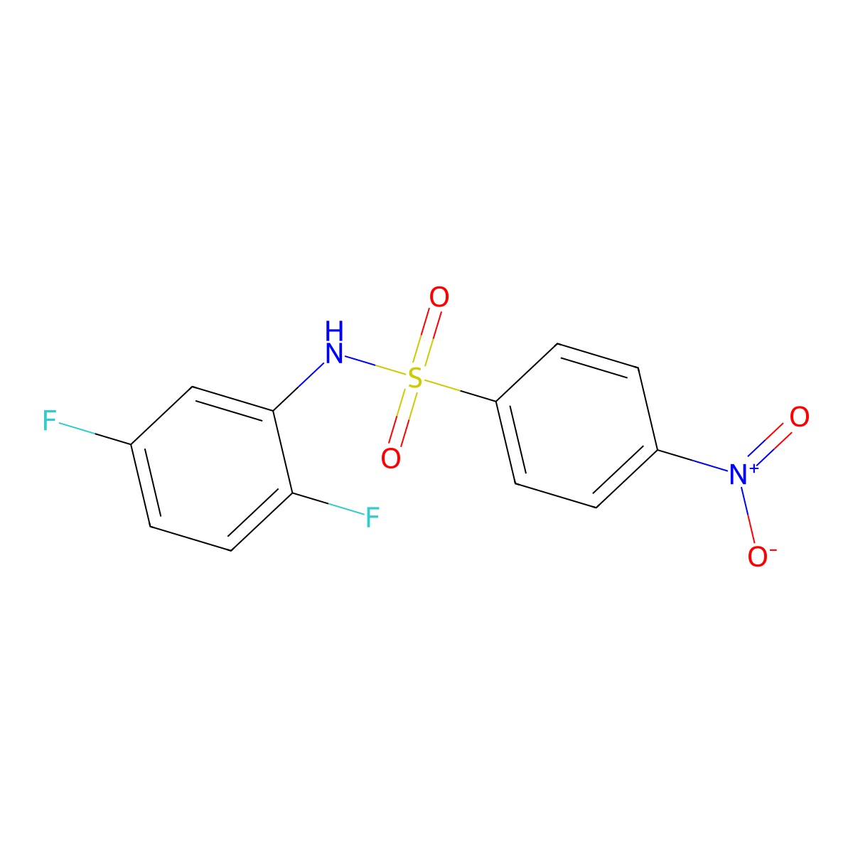 N-(2,5-difluorophenyl)-4-nitrobenzenesulfonamide molecular structure, CAS 738-46-5