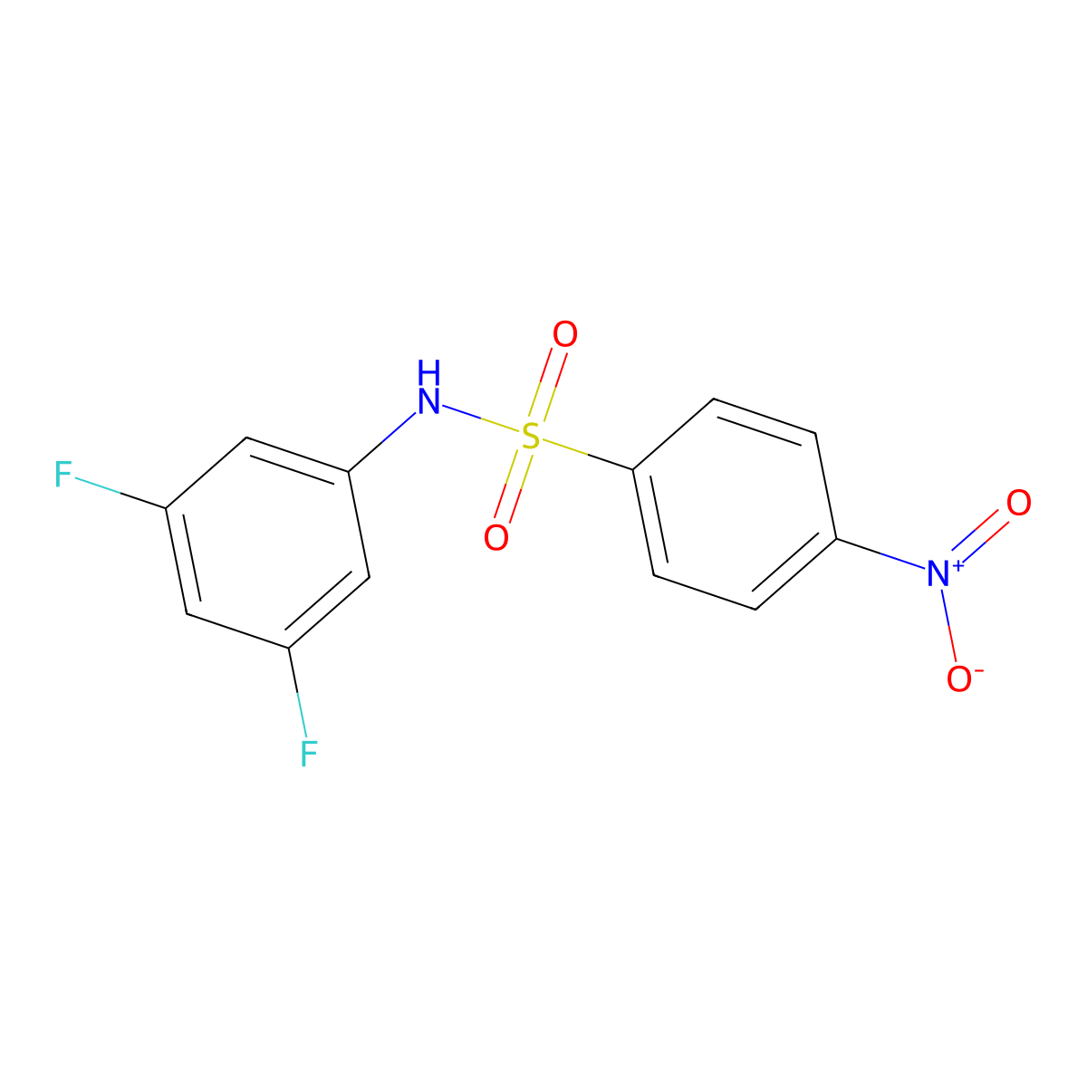 N-(3,5-difluorophenyl)-4-nitrobenzenesulfonamide molecular structure, CAS 738-67-0
