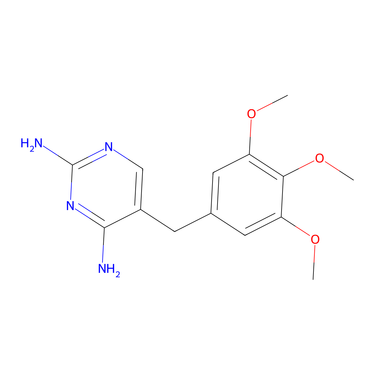 Trimethoprim molecular structure, CAS 738-70-5