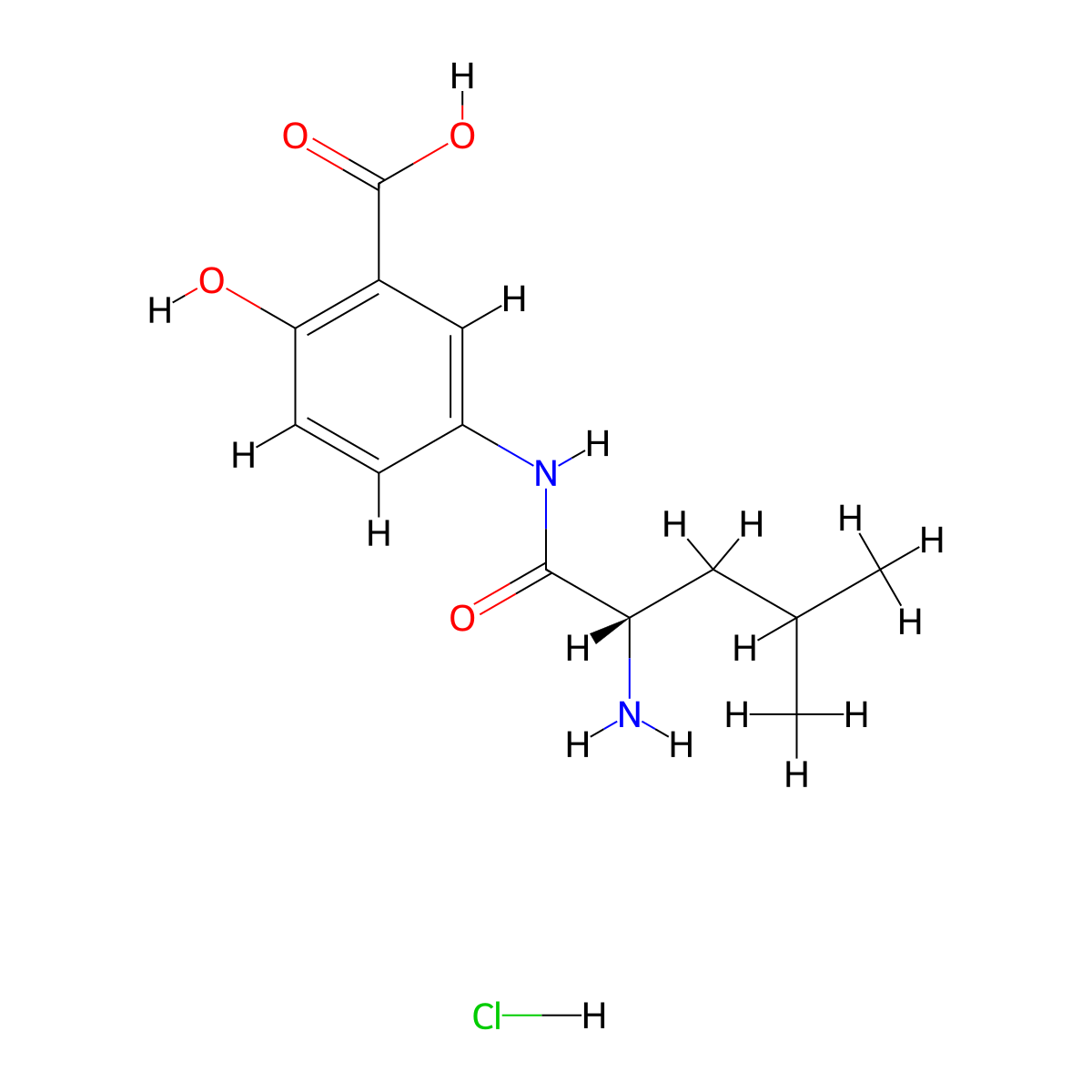 L-Leucine 3-carboxy-4-hydroxyanilide hydrochloride molecular structure, CAS 73801-31-7