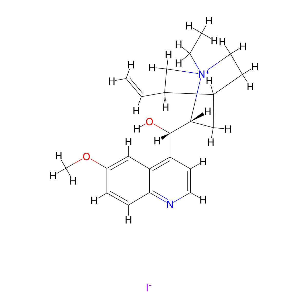 Quinidine ethiodide molecular structure, CAS 73804-26-9