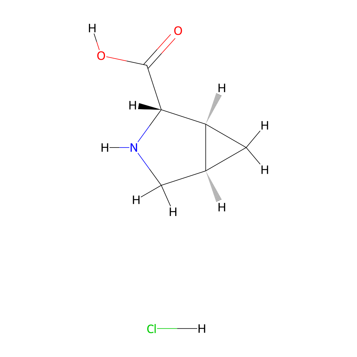 (1S,2S,5R)-3-azabicyclo[3.1.0]hexane-2-carboxylic acid hydrochloride molecular structure, CAS 73804-69-0