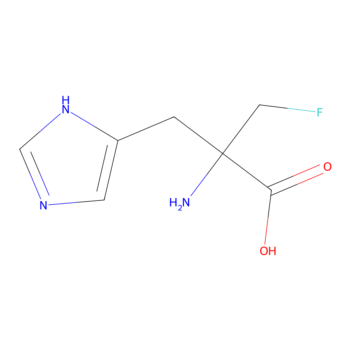 alpha-Fluoromethylhistidine, (S)- molecular structure, CAS 73804-75-8