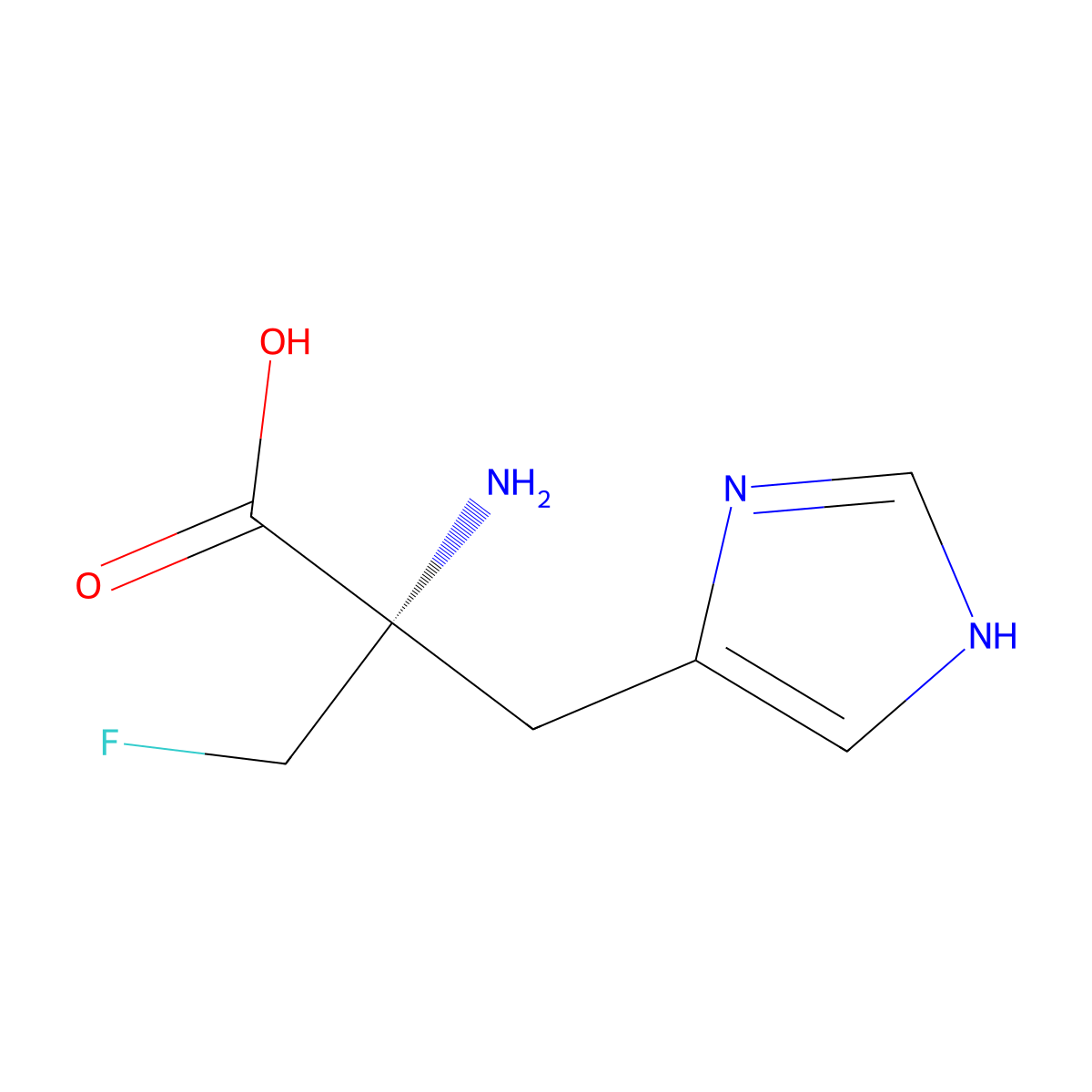 alpha-Fluoromethylhistidine, (S)- molecular structure, CAS 73804-75-8