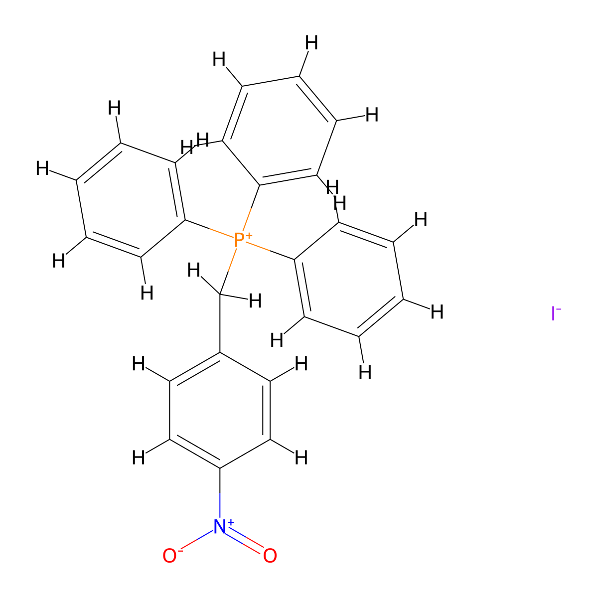 Phosphonium, (p-nitrobenzyl)triphenyl-, iodide molecular structure, CAS 73805-86-4