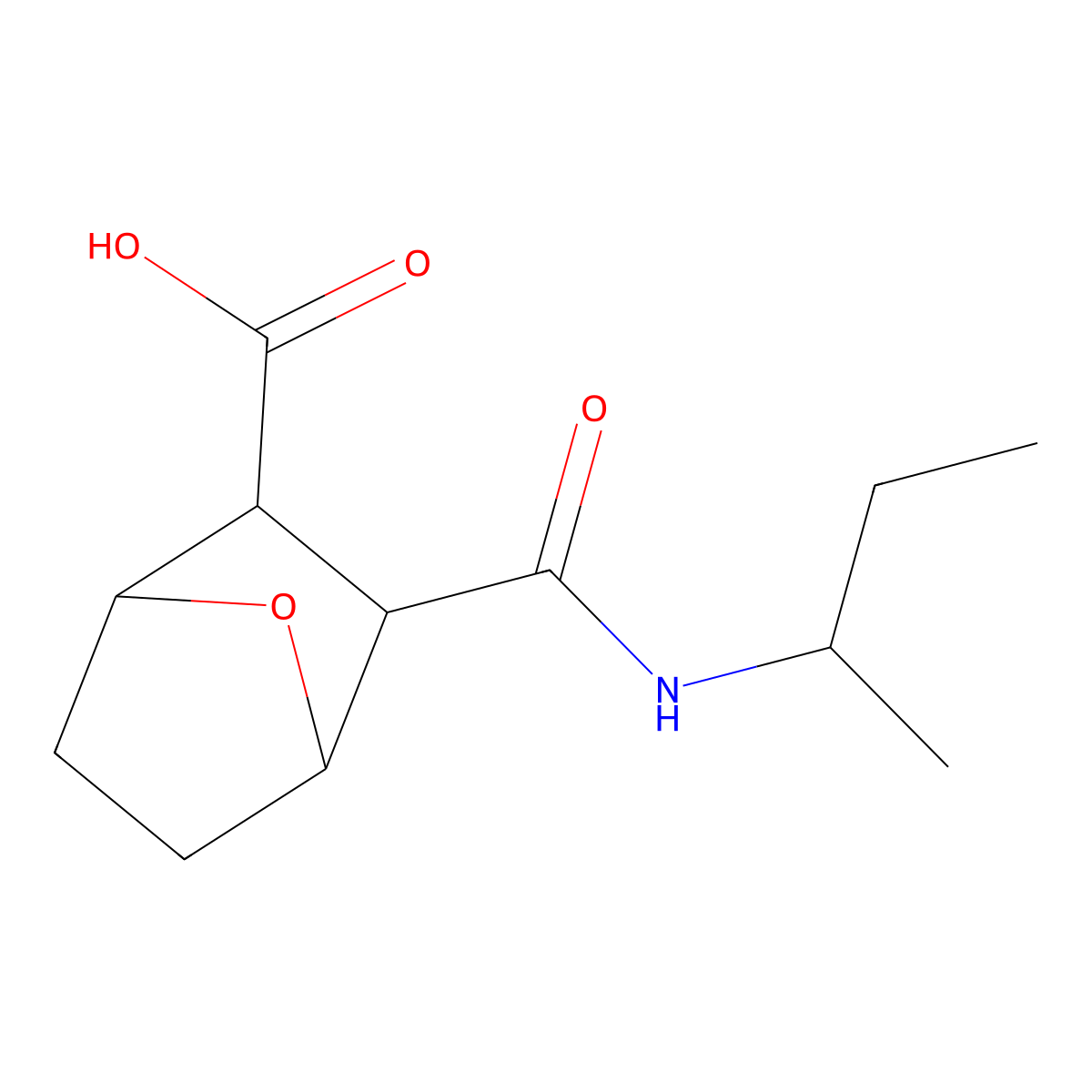 7-Oxabicyclo(2.2.1)heptane-2-carboxylic acid, 3-(N-sec-butylcarbamoyl)- molecular structure, CAS 73806-02-7