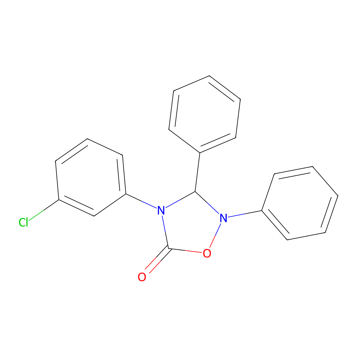 4-(3-Chlorophenyl)-2,3-diphenyl-1,2,4-oxadiazolidin-5-one molecular structure, CAS 73806-21-0