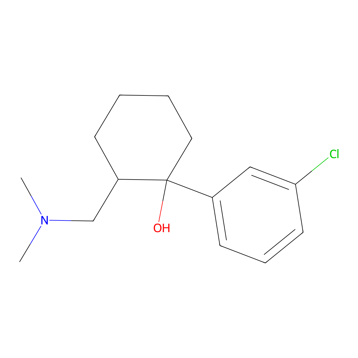 Cyclohexanol, 1-(m-chlorophenyl)-2-(dimethylaminomethyl)- molecular structure, CAS 73806-43-6