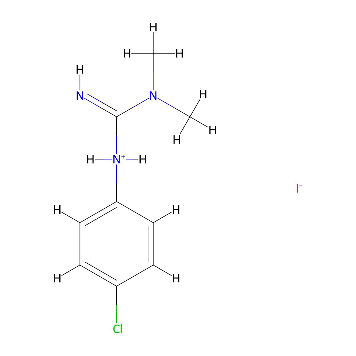 N'-(4-Chlorophenyl)-N,N-dimethylguanidine--hydrogen iodide (1/1) molecular structure, CAS 73806-60-7