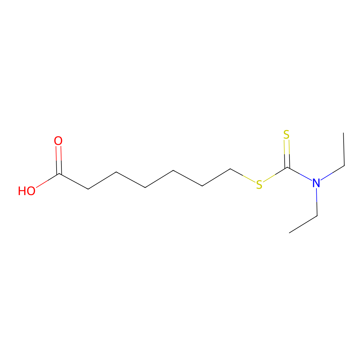 Heptanoic acid, 7-(N,N-diethylthiocarbamoylthio)- molecular structure, CAS 73806-70-9