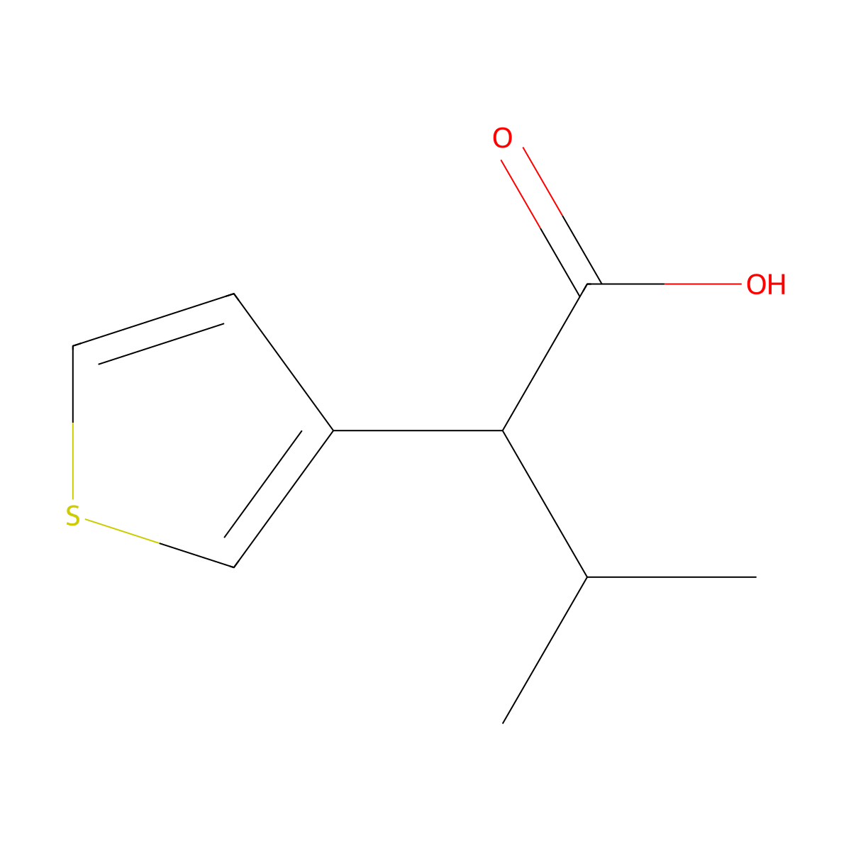 3-Methyl-2-(thiophen-3-yl)butanoic acid molecular structure, CAS 73812-27-8