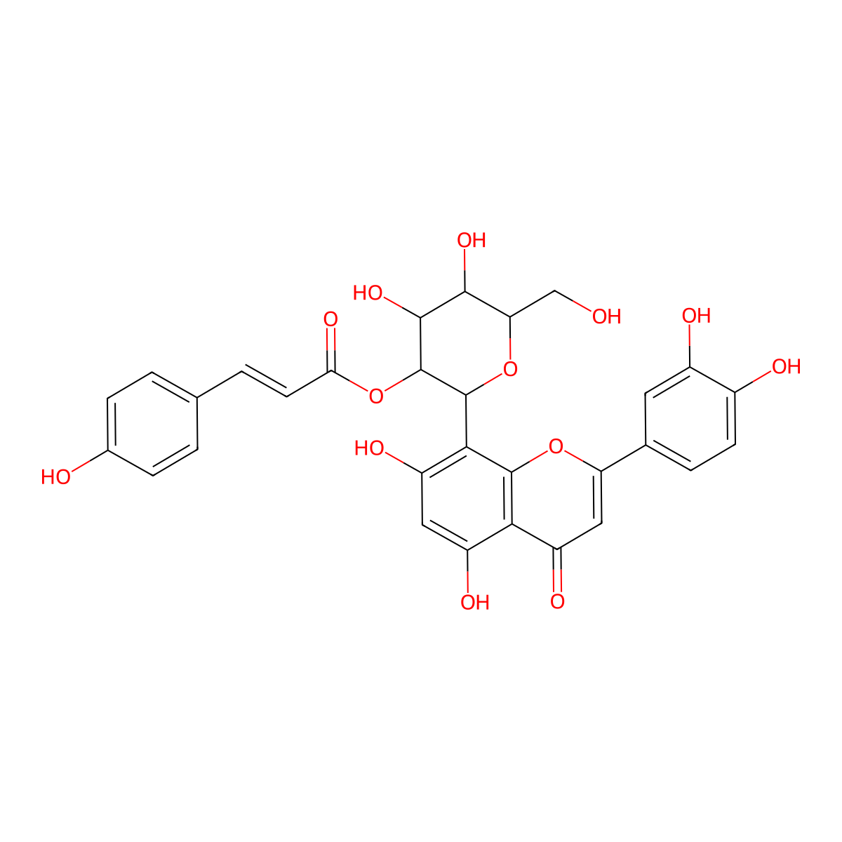 Orientin 2''O-p-trans-coumarate molecular structure, CAS 73815-15-3