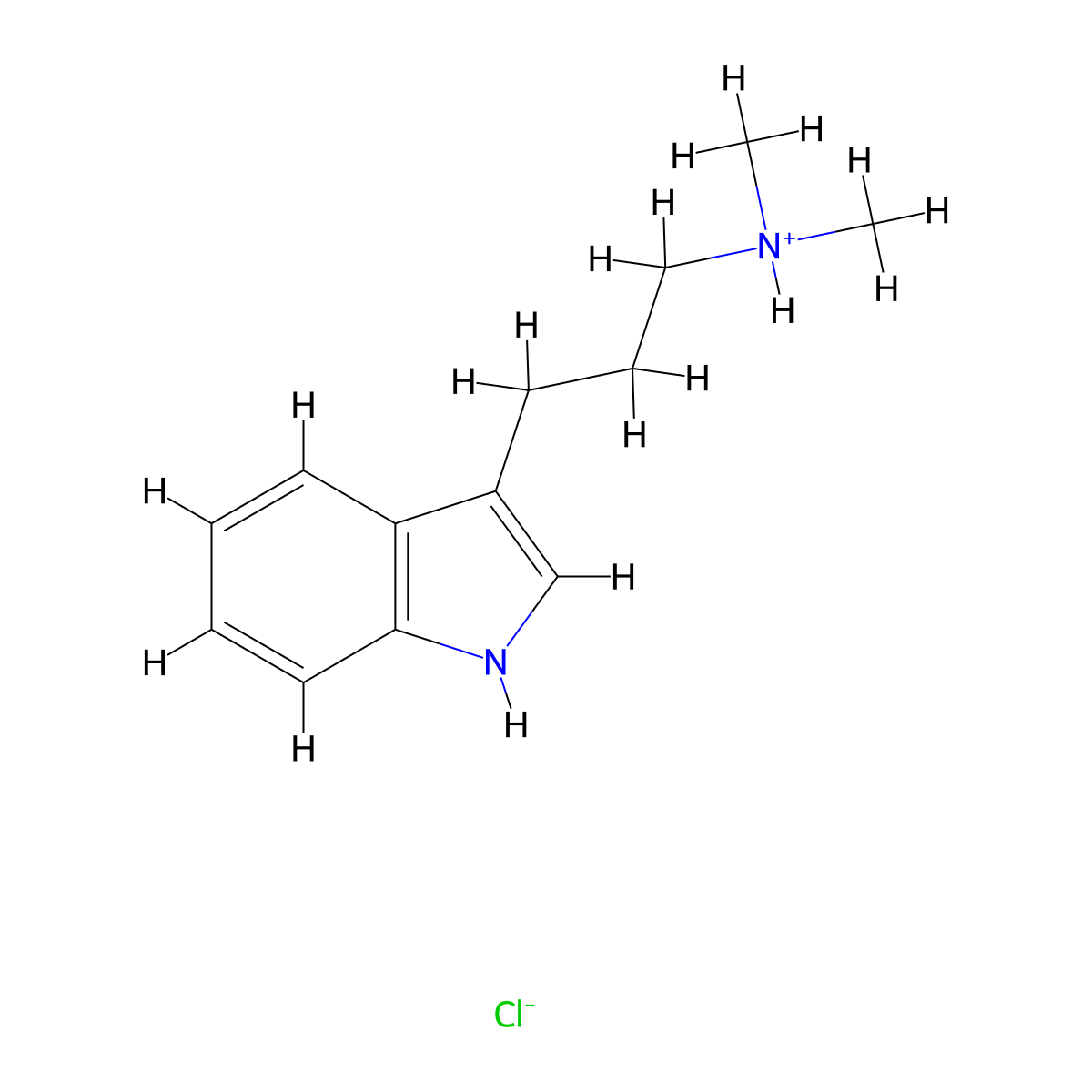 3-(1H-Indol-3-yl)-N,N-dimethylpropan-1-amine--hydrogen chloride (1/1) molecular structure, CAS 73816-45-2