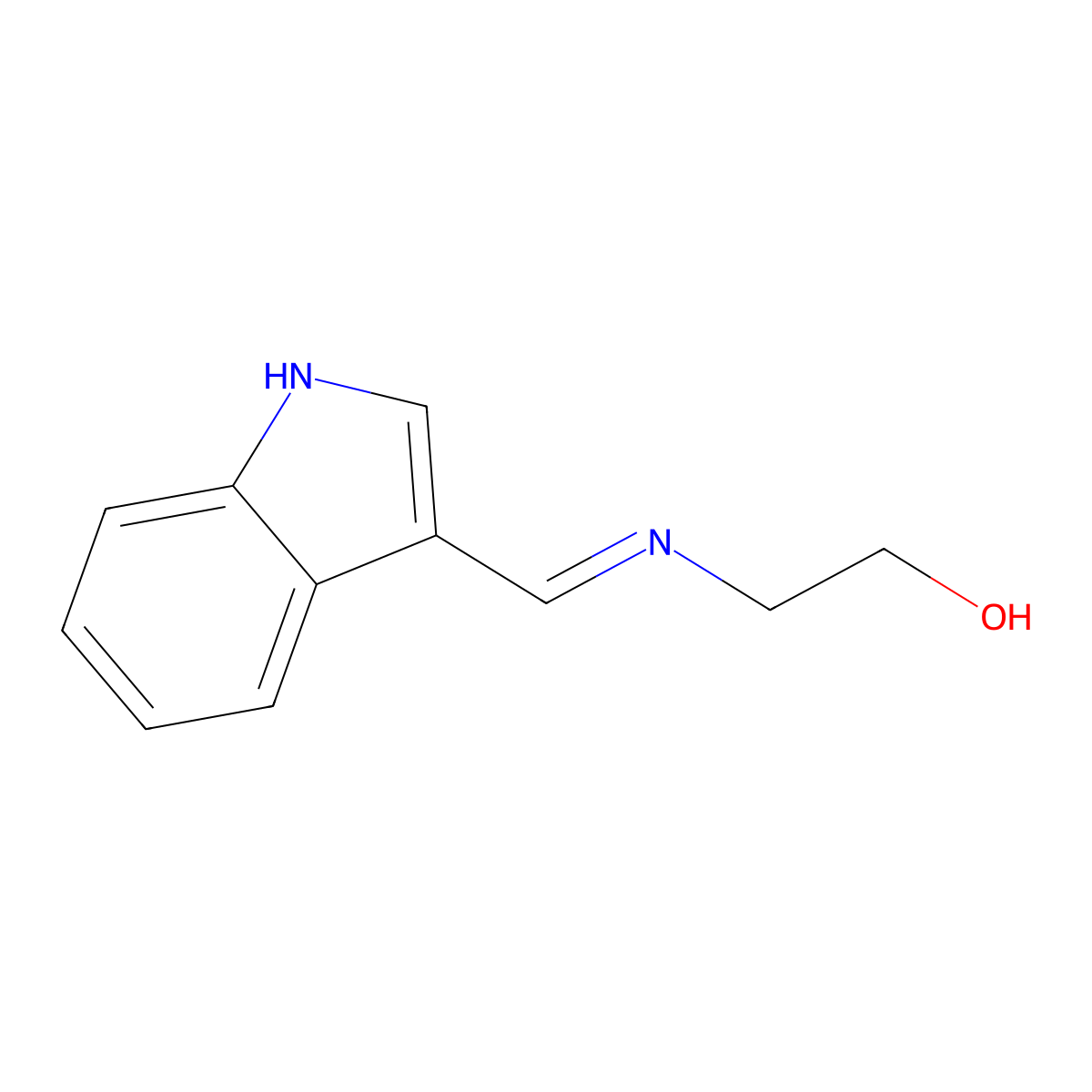 2-((1H-indol-3-ylmethylene)amino)ethanol molecular structure, CAS 73816-48-5
