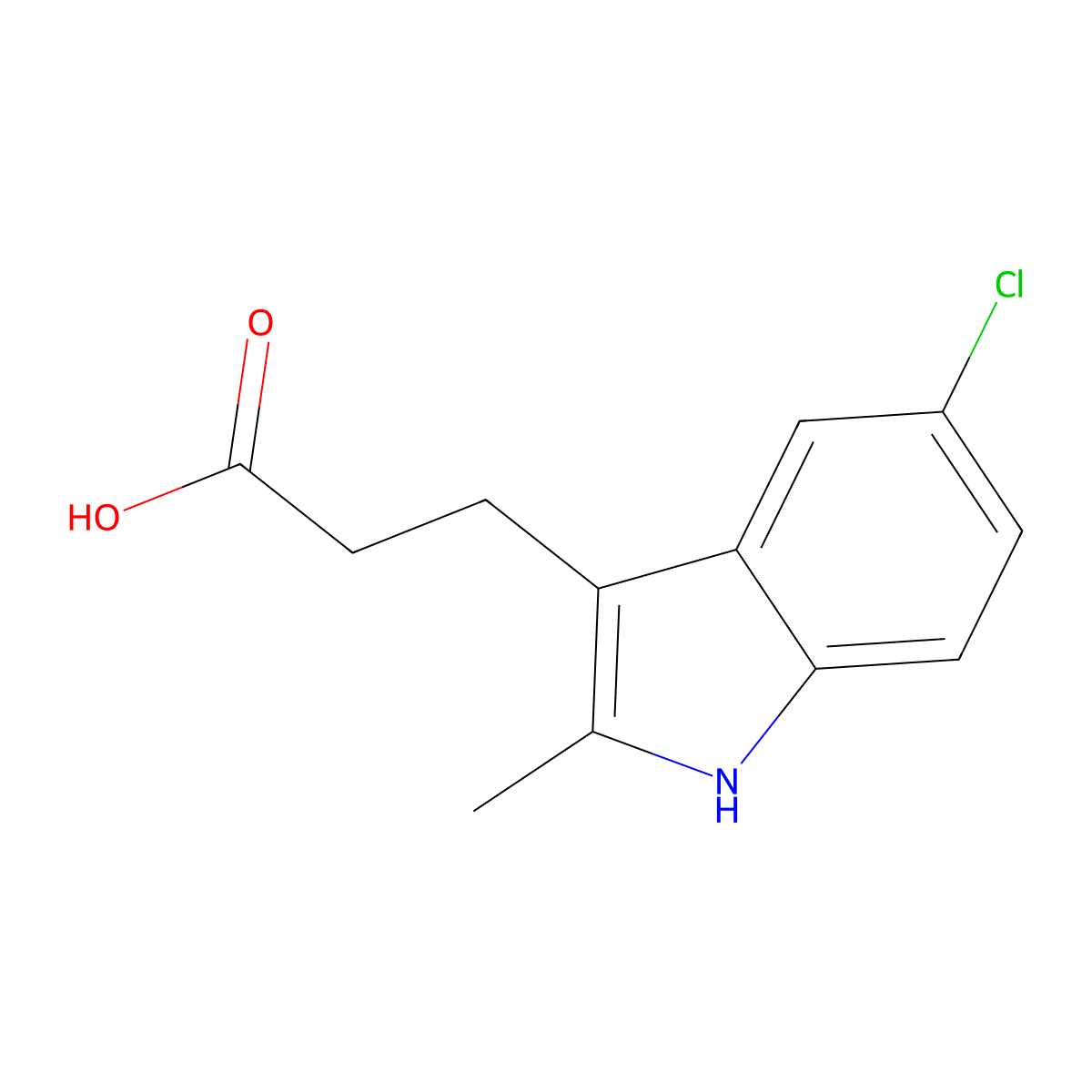3-Indolepropionic acid, 5-chloro-2-methyl- molecular structure, CAS 73816-52-1