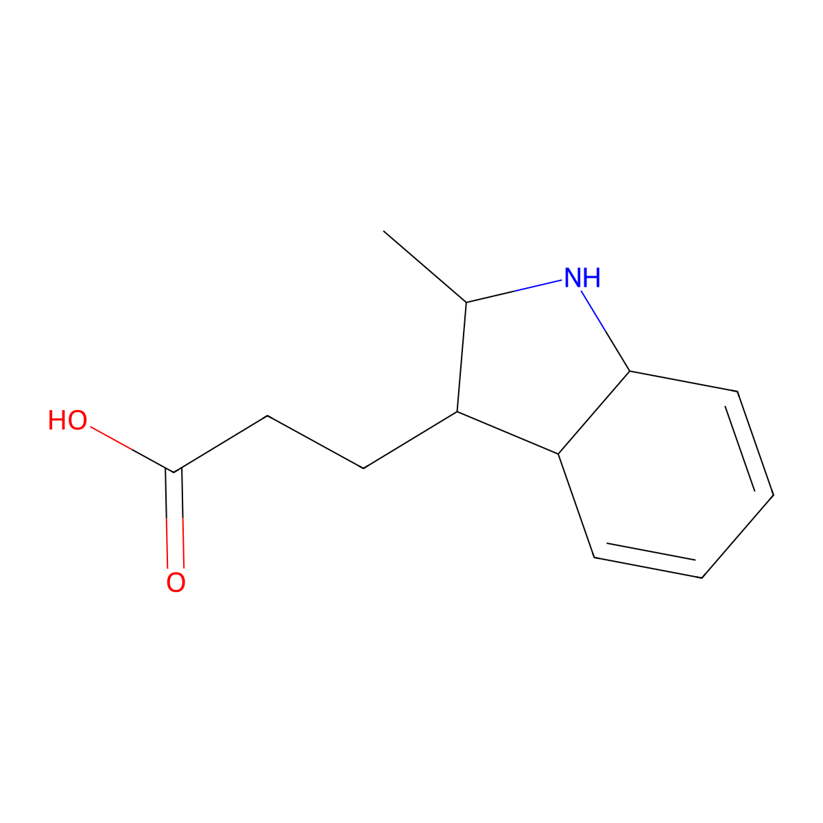 3-(2-Methyl-2,3,3a,7a-tetrahydro-1H-indol-3-yl)propanoic acid molecular structure, CAS 73816-55-4