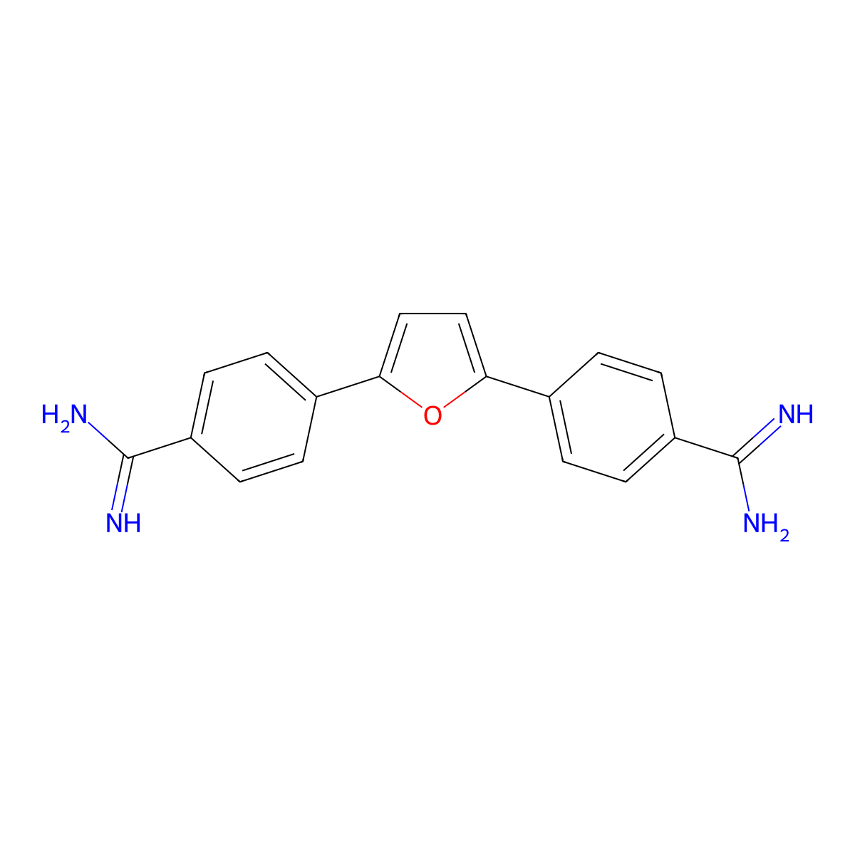 2,5-Bis(4-amidinophenyl)furan molecular structure, CAS 73819-26-8