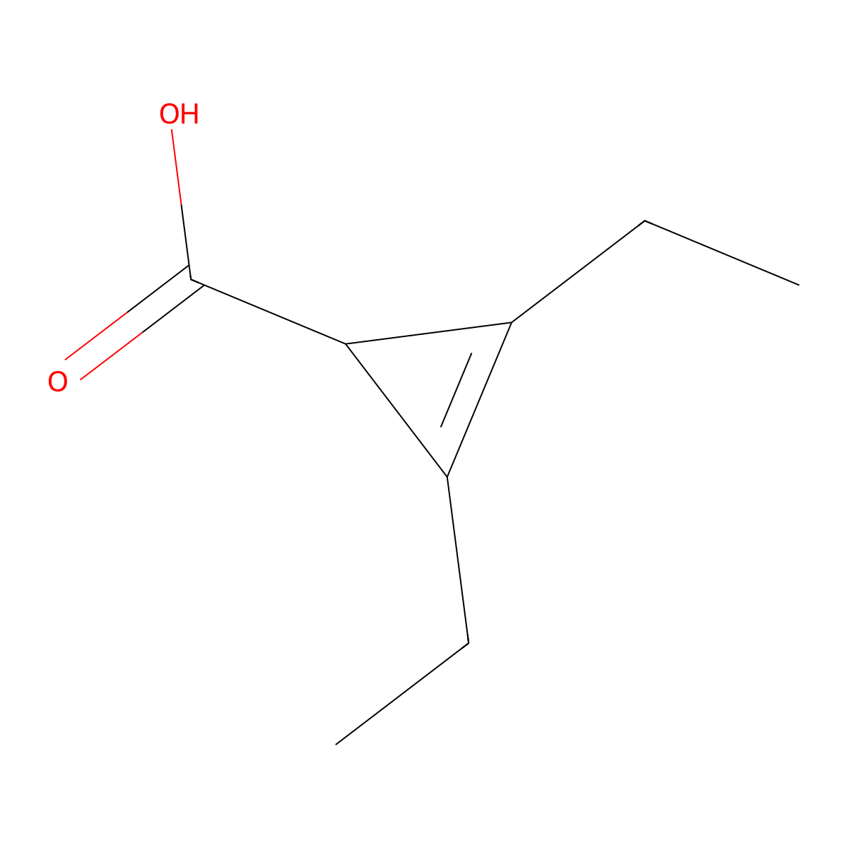2,3-Diethylcycloprop-2-ene-1-carboxylic acid molecular structure, CAS 7382-03-8
