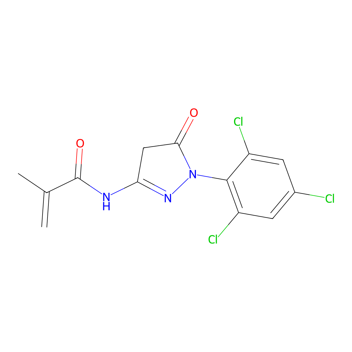N-(4,5-Dihydro-5-oxo-1-(2,4,6-trichlorophenyl)-1H-pyrazol-3-yl)methacrylamide molecular structure, CAS 7382-23-2